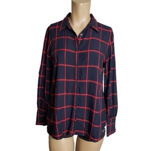 Loft button down shirt plaid size S petite